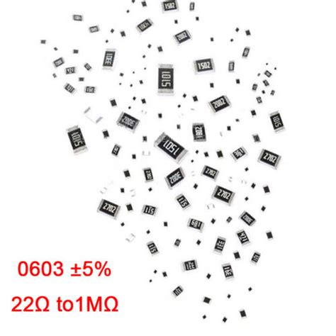 0603 SMD SMT Resistors 1 10W 5 Resistance 0Ω 1 2KΩ to 91KΩ Values