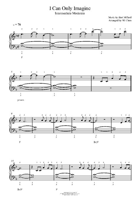 I Can Only Imagine By Mercyme Piano Sheet Music Intermediate Level