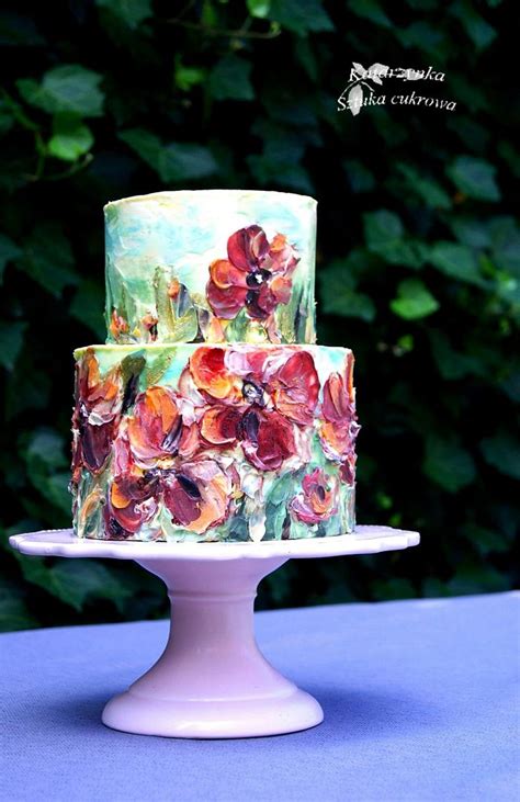 Buttercream Painted Cake Decorated Cake By Katarzynka Cakesdecor