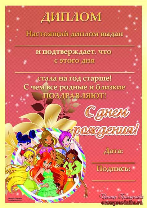 Грамота поздравление с днем рождения женщине