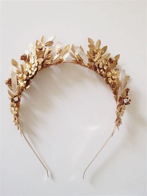 Gold Leaf Crown Bridal Pearl Tiara Wedding Pearl Crown Bridal Gold Leaf