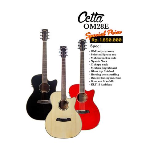 Promo Gitar Akustik Elektrik Cetta OM28CE Varian Warna Natural Cicil