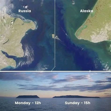 Between Alaska, US, and Chukotka, Russia, lie two islands that mark the ...