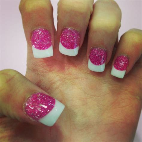 Glitter Pink And White Solar Nails My Nails Pinterest Solar