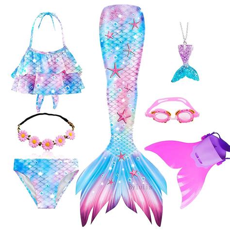 Filles Maillot De Bain Mermaid Tails Beach Maillot De Bain Costumes Avec Monofins Bikini
