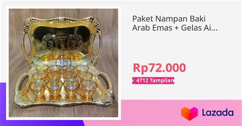 Paket Nampan Baki Arab Emas Gelas Air Zam Zam GOLD 12 Pcs Paket 1 Set