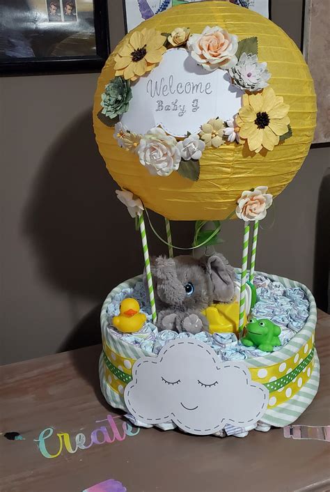 Hot Air Balloon Diaper Cake Baby Diaper Cake Baby Shower Centerpiece New Baby Gift Diaper