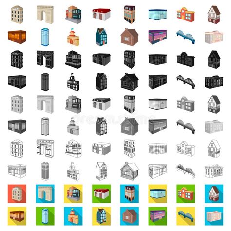 Building And Architecture Cartoon Icons In Set Collection For Design