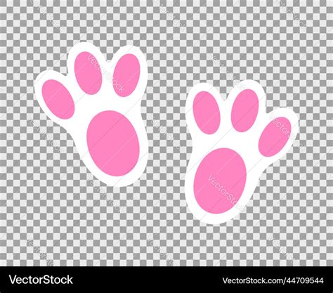 Bunny Foot Print Cute Pink And White Rabbit Paws Vector Image