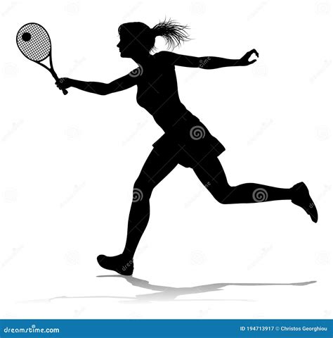 Tennis Silhouette Sport Player Woman Stock Vector Illustration Of