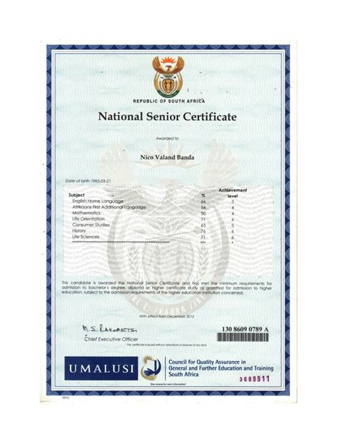 Matric Certificate