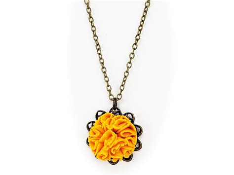 Marigold Charm Necklace Marigold Jewelry Stranded Treasures