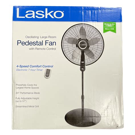 Lasko 20 Oscillating Pedestal Fan 4 Speed Remote Control 57 Tall