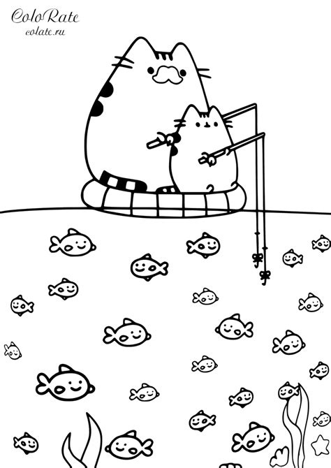 Пушин Кот (Pusheen the Cat) - раскраски распечатать на А4