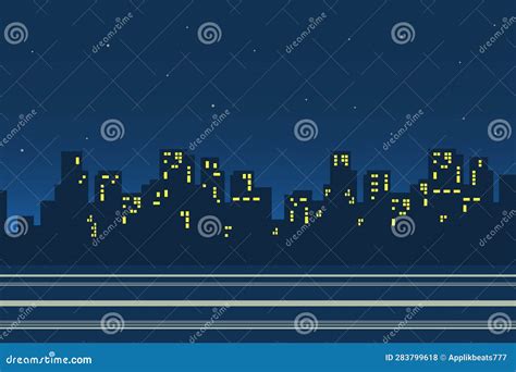 Siluetas De Rascacielos En El Paisaje Nocturno De La Ciudad De Fondo En