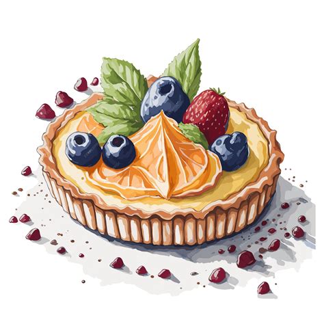 Premium Vector Watercolor Vector Neenish Tart Pastry Clipart Editable