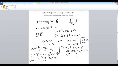 Sketching Quadratic Functions Youtube