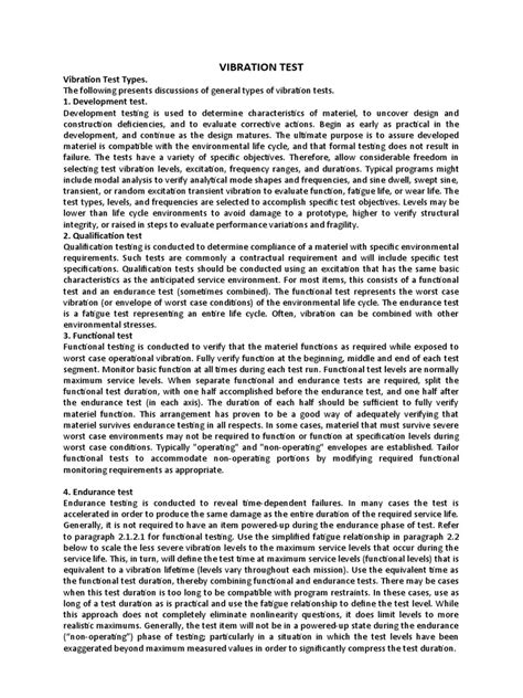 Vibration Test Types. 1. Development Test | PDF | Reliability ...