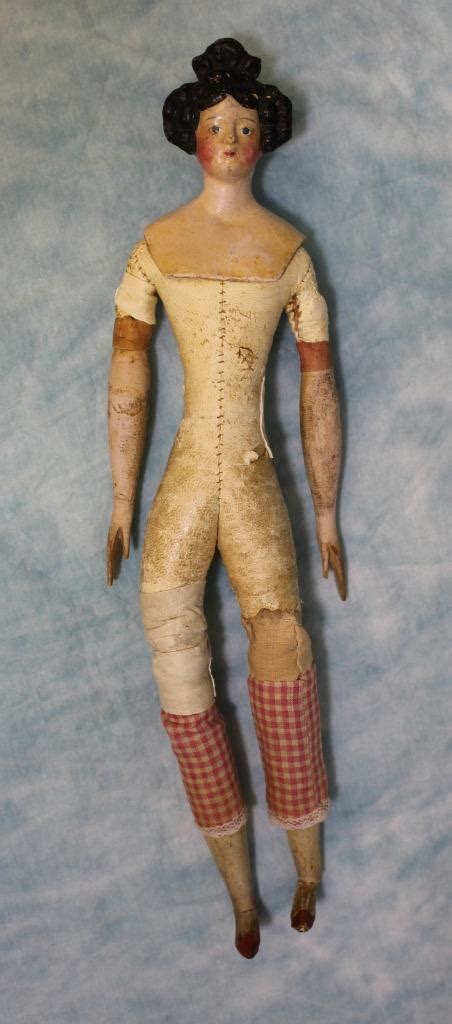 12 Inch Antique German 1830 S Papier Mache Apollo Knot Doll Wood Limbs From