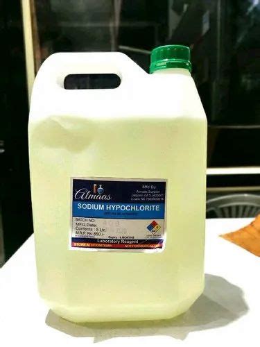 5 L CAN Sodium Hypochlorite Disinfectant 0 1 At Rs 190 Piece In