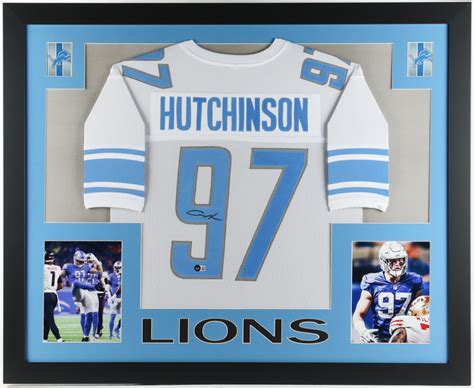 Aidan Hutchinson Signed Custom Framed Jersey Display Beckett