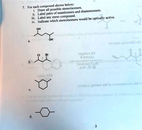 For Each Compound Shown Below Draw All Possible Ster Solvedlib