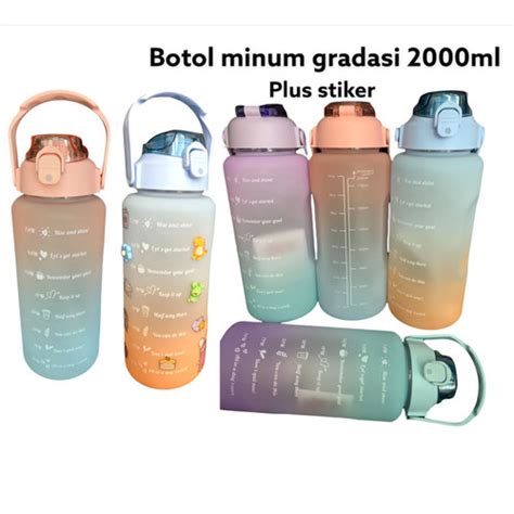 Jual Botol Minum Motivasi Tritan Plus Sticker Gradiasi Liter Botol