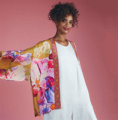 Powder Mustard Orchid Kimono Jacket