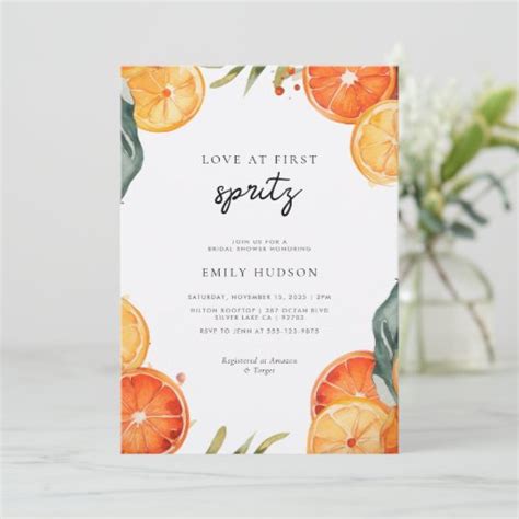 Love At First Spritz Bridal Shower Invitation Zazzle