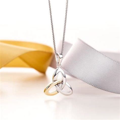 Silver Gold Diamond Trinity Knot Necklace Claddaghrings