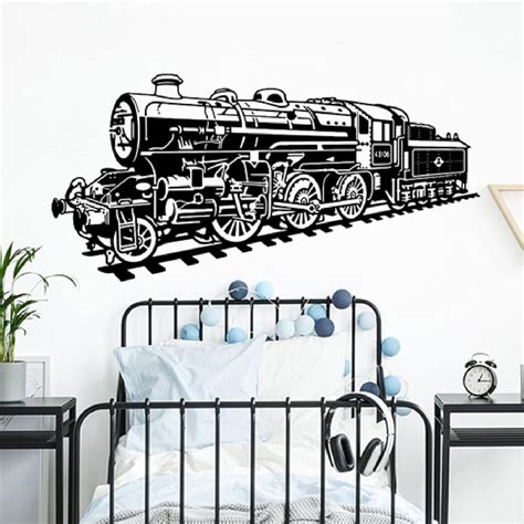 HEBIQUAN Cartoon Train Wall Sticker Classroom Large Steam Train ...
