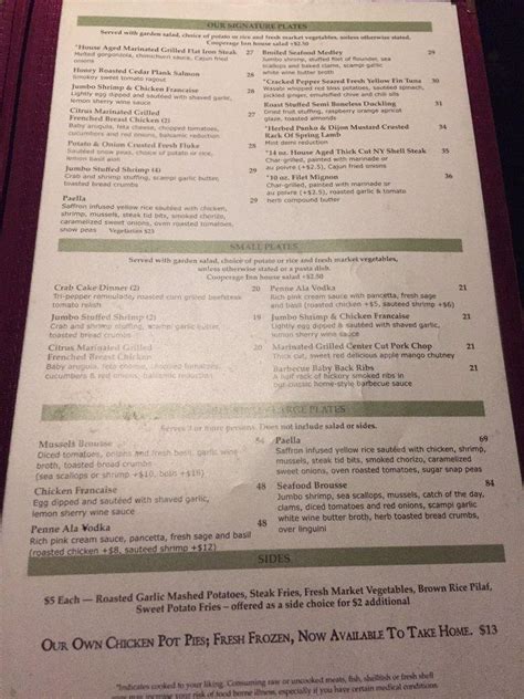 Menu At Cooperage Inn Restaurant Baiting Hollow