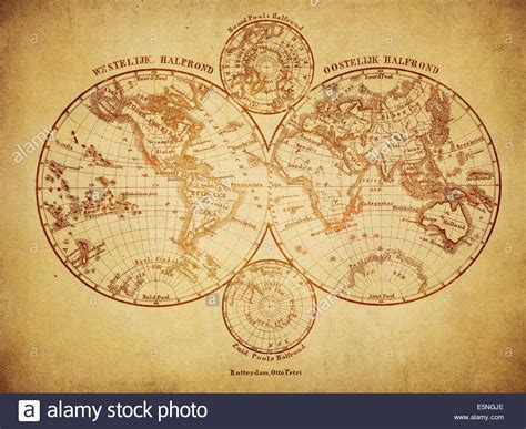 vintage map of the world 1860 Stock Photo - Alamy