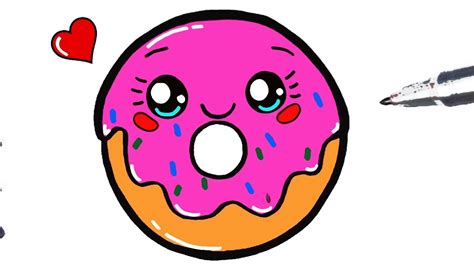 Como Desenhar Rosquinha Fofa How To Draw Cute Donut Dibujos Desenhos Kawaii Desenhos Para