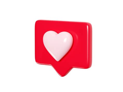 Speech Bubble With Heart 3d Render Icon Red Love Message Or Social