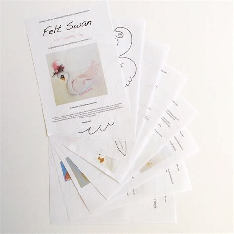 Felt Swan Sewing Pattern Tutorial Felt Plushie Toy Swan Etsy