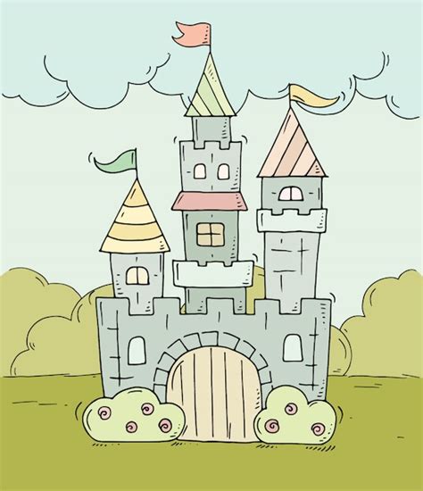 Castillo De Dibujos Animados Lindo Para Pr Ncipe Y Princesa Vector