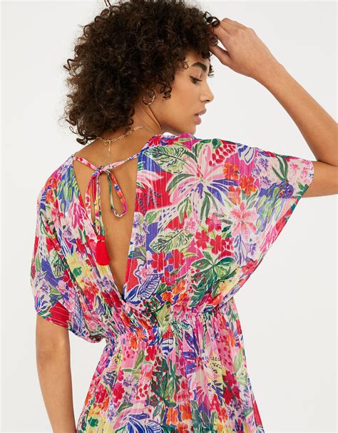 Chiffon Floral Print Kaftan Multi Beach Kaftans Cover Ups And Sarongs