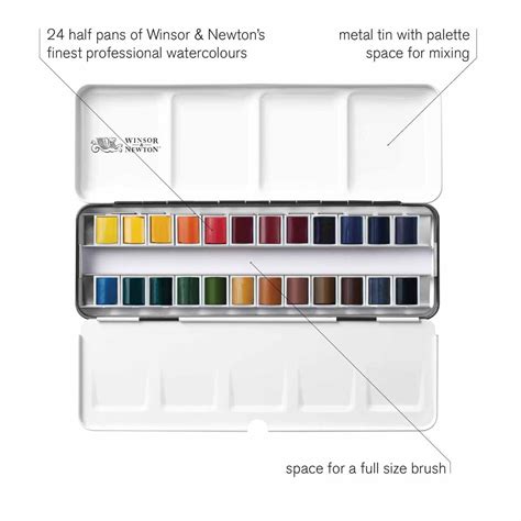 Winsor Newton Professional Watercolor Complete Travel Tin Set Of