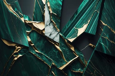 Premium Photo Marble Background Of Emerald Green Color With Gold Trim