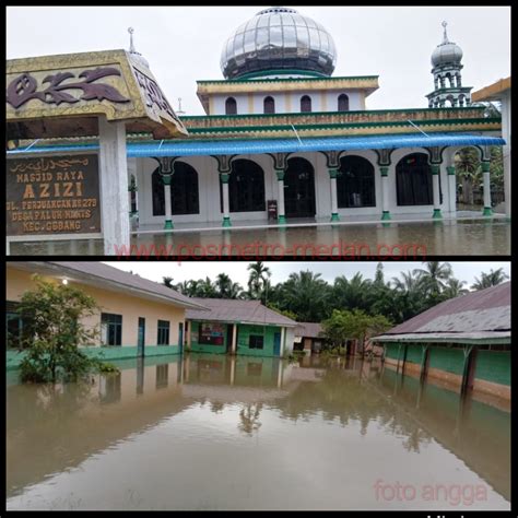 Masjid Azizi Dan Puluhan Rumah Di Desa Paluh Manis Tergenang Air