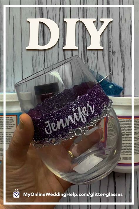 Diy Personalized Glitter Wine Glasses 5 Steps My Online Wedding Help Wedding Planning Tips