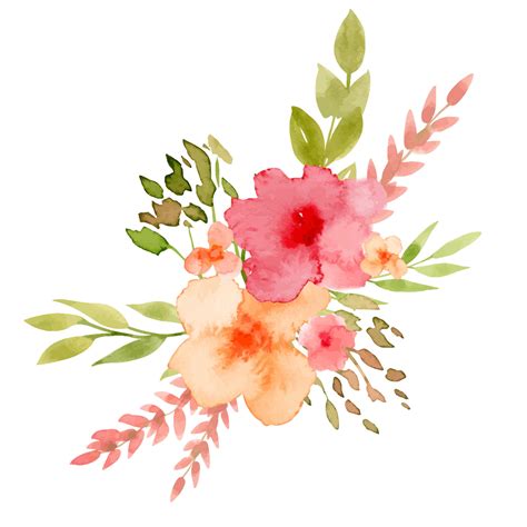 Watercolor Abstract Flowers Hand Drawn Illustration For Greeting Cards