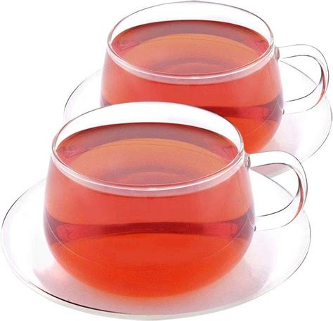 VAHDAM Glitter Set Of 2 Tea Cup Saucer Borosilicate Glass Tea