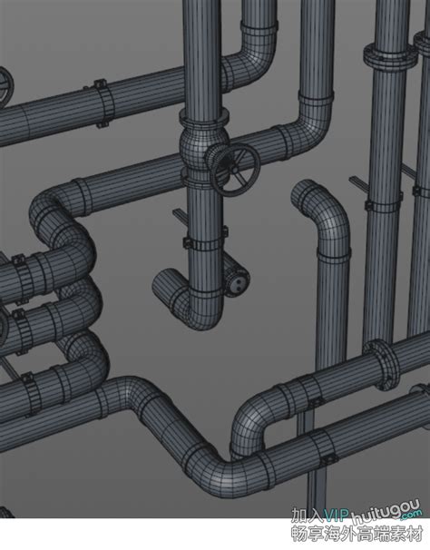 C4d工业管道水管连接阀门零件3d模型blend建模设计素材fbx文件obj 道具资产 绘图狗 设计灵感素材集散地