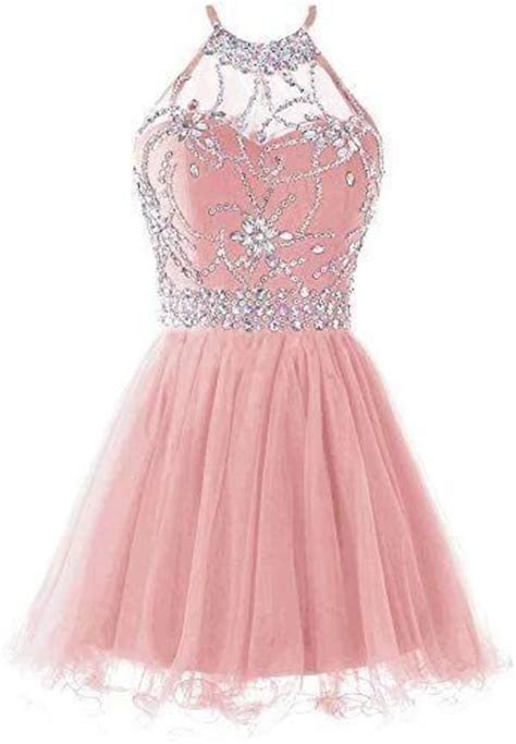 Womens Halter Short Homecoming Dress Beading Tulle Dress Cd5632 Cute