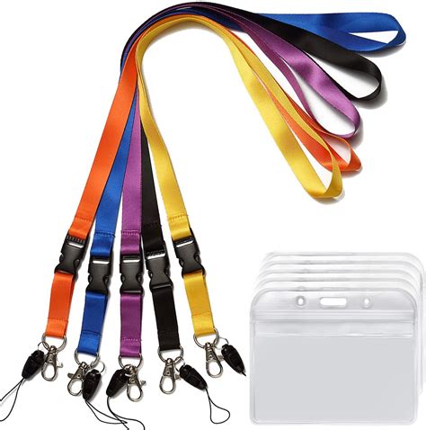 Amazon 5 Pack ID Badge Holder With Safety Lanyard Colorful Neck