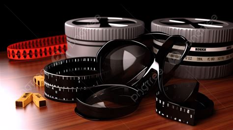 Vintage Cinema Reel Tapes With Sunglasses And Other Items Background