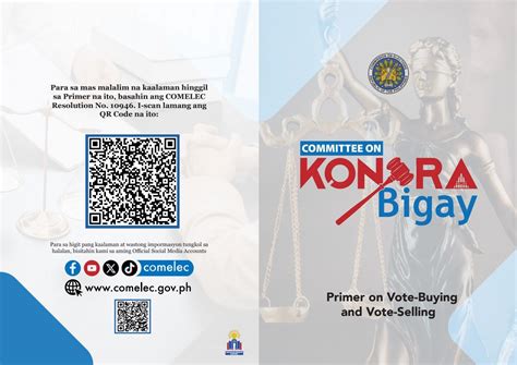 Official Comelec Primer Ng Committee On Kontra Bigay Patungkol Sa Vote