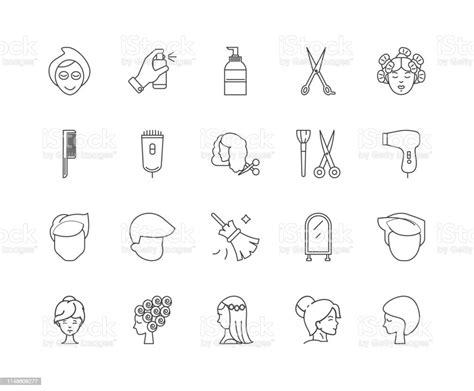 Hairdressers Line Icons Signs Vector Set Outline Illustration Concept Stock Illustration